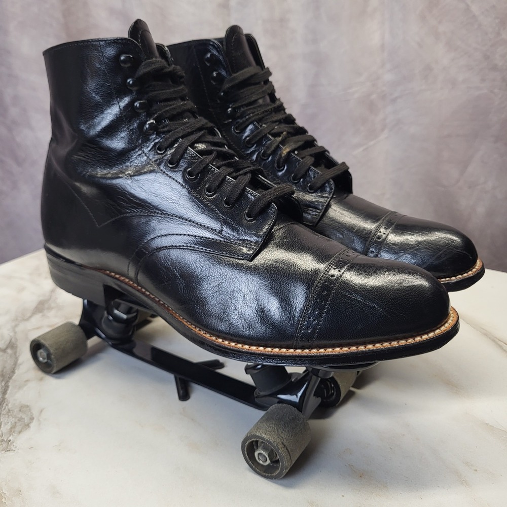 Custom Size 9.5D Stacy Adams Madison Roller Skates Slider Wheels Black Men's